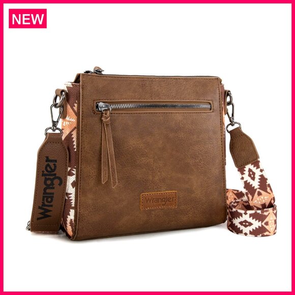 Handbags - Medium Crossbody Bag with Adjustable Strap, Multi-Zip Compartments, PU Leather